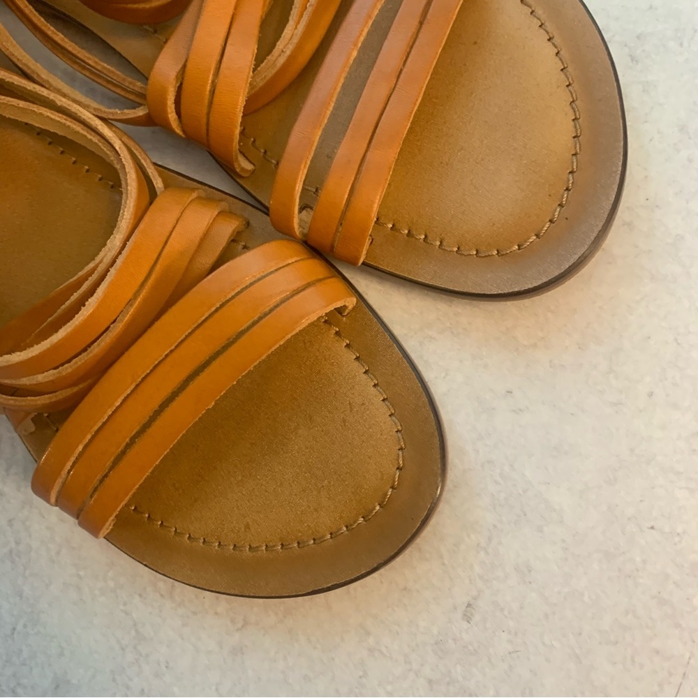 Garnet Hill Italy Leather Strappy Ankle Zipper Sandals - Picture 7 of 12
